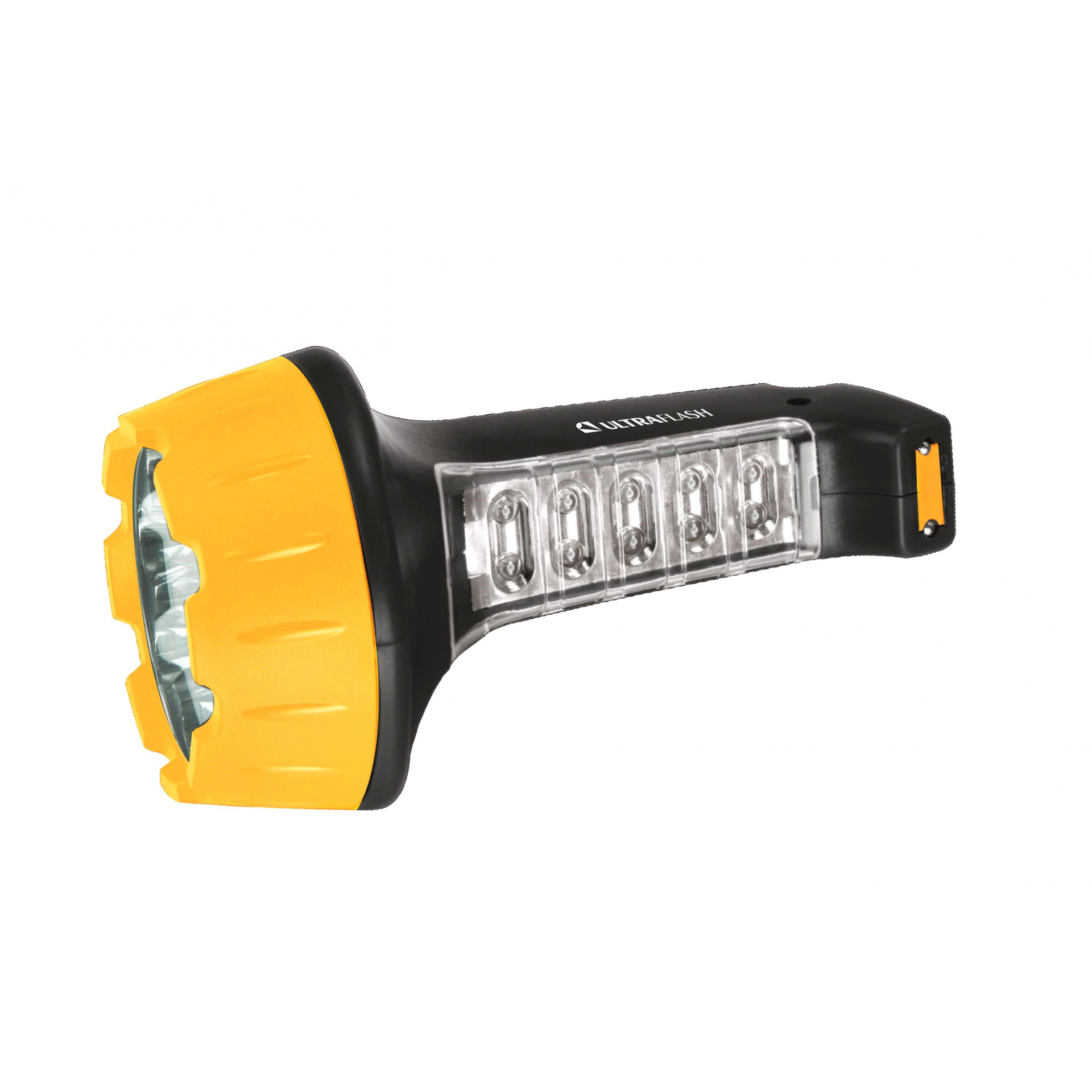 Фонарь LED 3819 (аккум. 220В черн./желт. 15+10 LED 2 режима SLA пласт. коробка) Ultraflash 10974