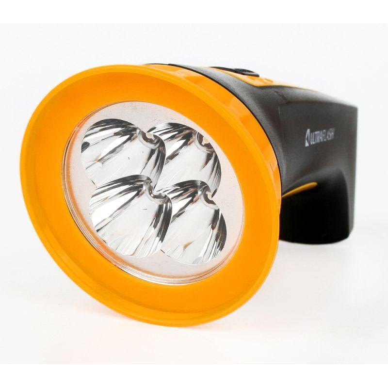 Фонарь LED 3804M (аккум. 220В черн./желт. 4 LED SLA пласт. коробка) Ultraflash 12867