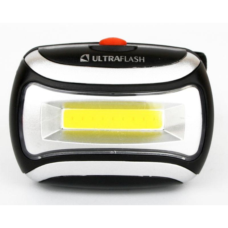 Фонарь налобный LED 5380 (3Вт COB LED 3 режима черн. пласт. пакет) Ultraflash 12870