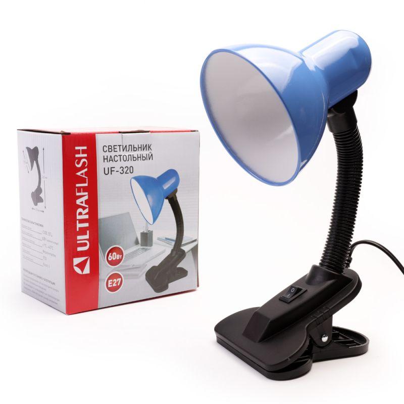 Ultraflash UF-320 C06 синий (Светильник настольный с прищепкой 230В, 60Вт, E27, ЛОН)