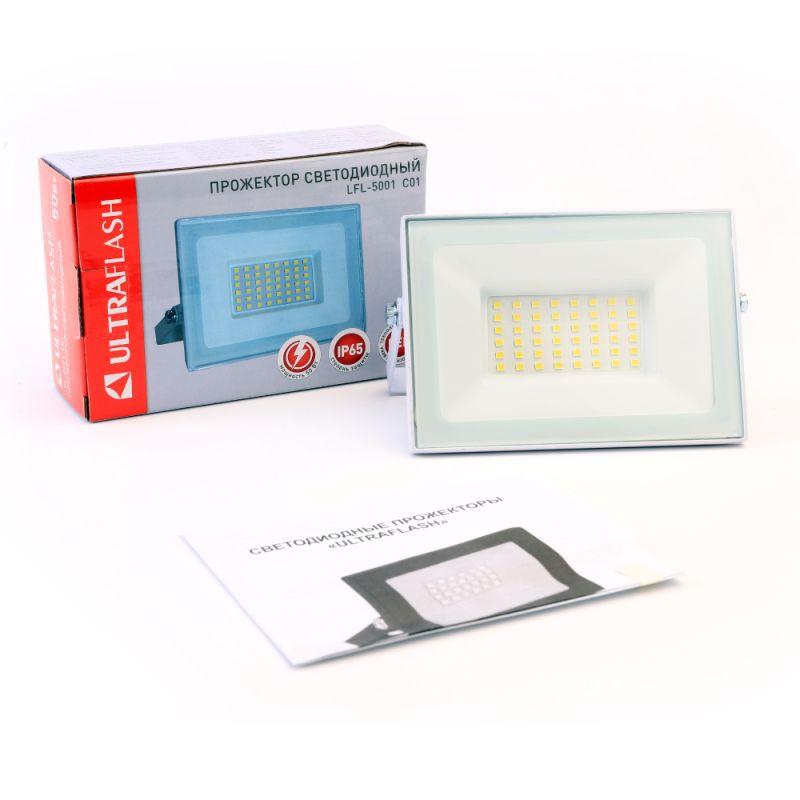 Ultraflash LFL-5001 C01 белый (LED SMD прожектор, 50 Вт, 230В, 6500К)