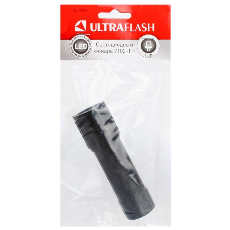 Фонарь 7102-ТН (черн. 1LED 1 реж 2XR03 ; блист-пакет) Ultraflash 11788