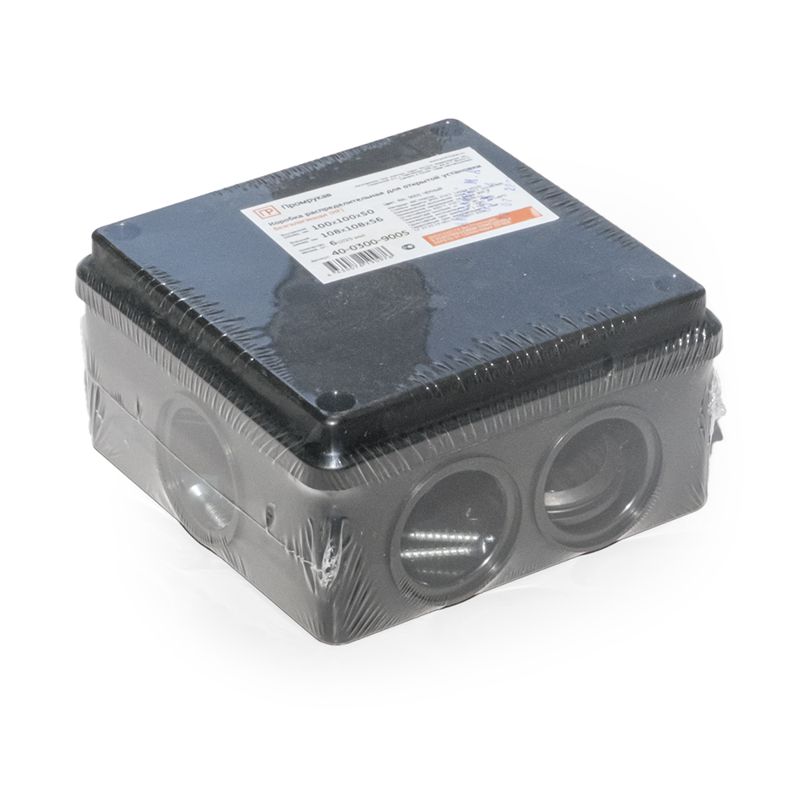 Коробка распределительная 40-0300-9005 для о/п безгалогенная (HF) черная 100х100х50 (60шт/кор) (40-0300-9005)