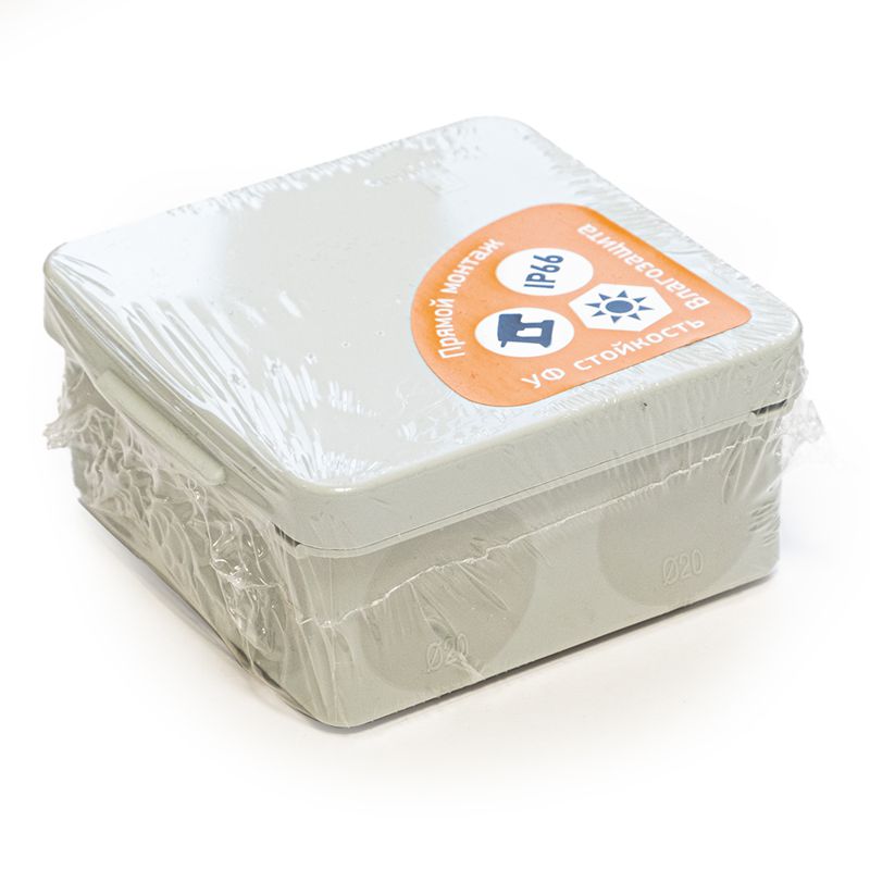 Коробка распределительная ОП для прямого монтажа двухкомпонентная безгалогенная (HF) 100х100х50 Промрукав 60-0300