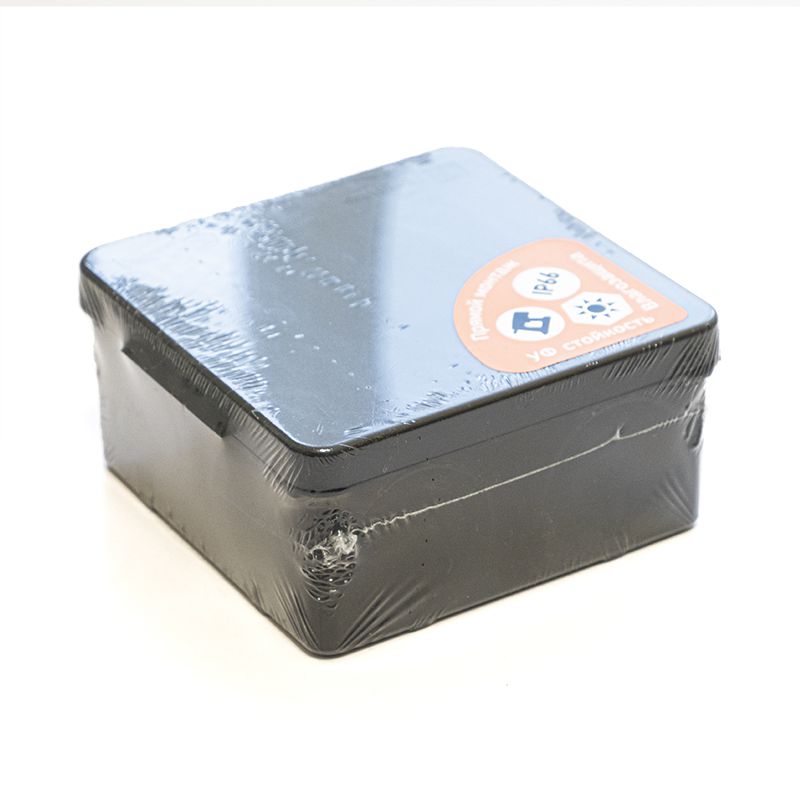 Коробка распределительная ОП 100х100х50мм двухкомпонентная безгалоген. (HF) для прямого монтажа черн. Промрукав 60-0300-9005