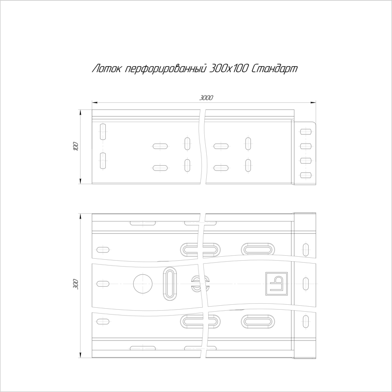 Лоток перфорированный Стандарт 300х100х3000 (6 м/уп)  (PR16.0013)