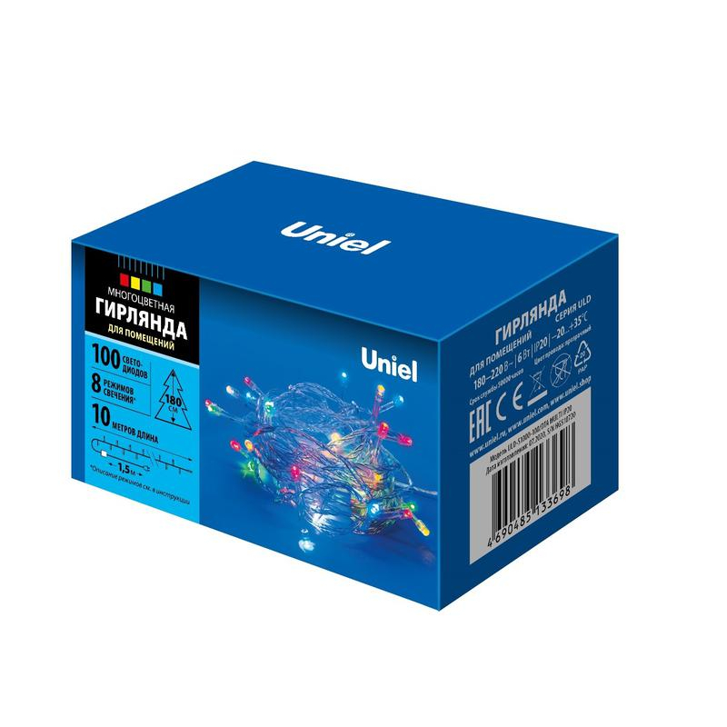 Гирлянда светодиодная 10м 100 светодиодов Разноцветный свет Провод прозрачный ULD-S1000-100/DTA MULTI IP20 (UL-00007199)