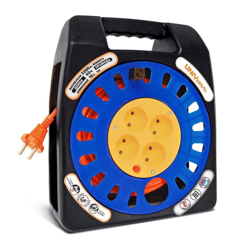 Удлинитель 4х40м У16-012 термо ПВС 2х1 в закрыт. корпусе защ. шторки UNIVersal 9634180