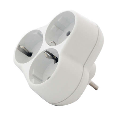 Тройник с заземл. круглый 16А 250В (еврослот) бел. UNIVersal АК303