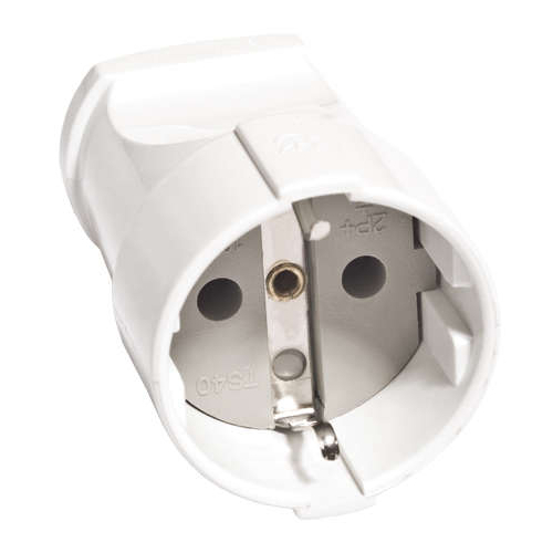 Штепсель с заземл. бел. 16А 250В (еврослот) UNIVersal А102