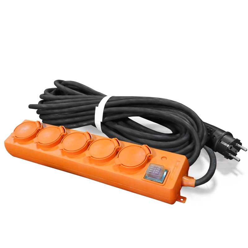 Удлинитель бытовой, 20м с заземлением 16А IP44 У10-026 с выключателем, с индикатором КГ 3х1.5 розетки с защитной крышкой