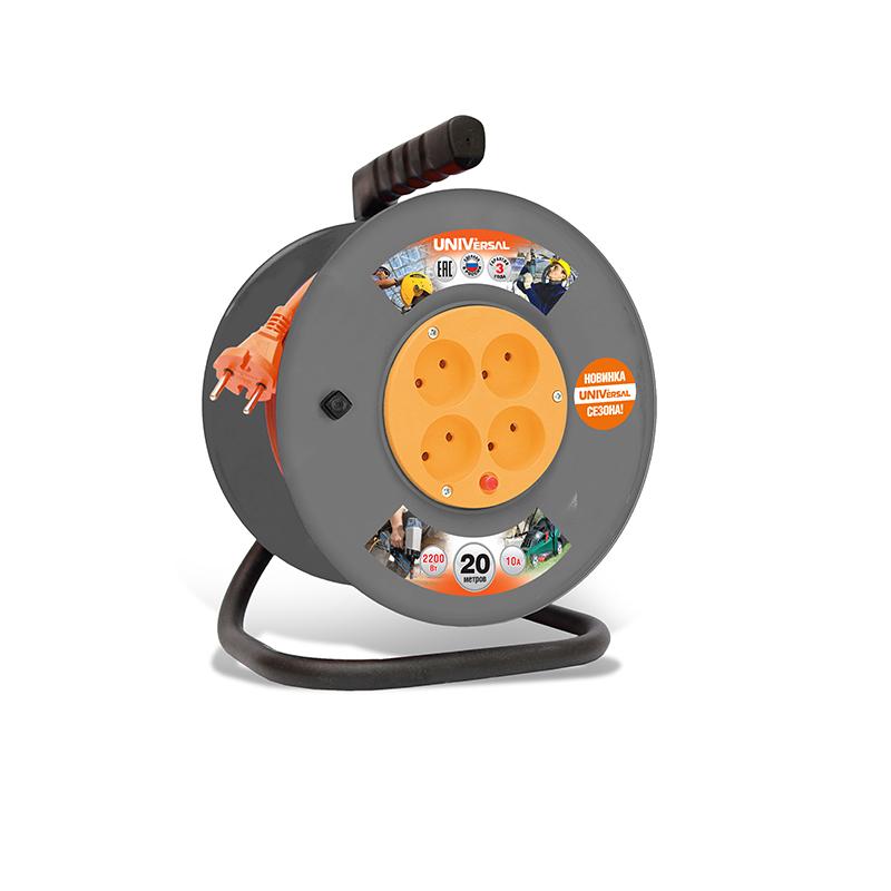 Удлинитель на катушке 4х20м без заземл. 10А IP20 ВЕМ-250 термо ПВС 2х1 UNIVersal 9632896