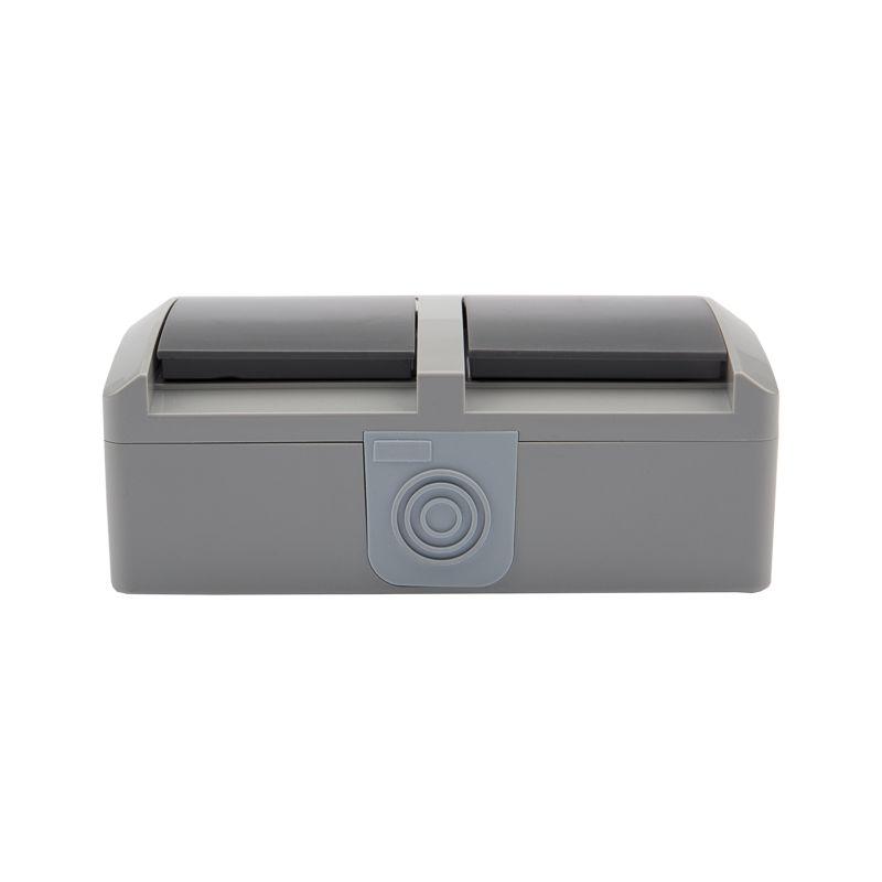 Блок ОП 2 розетки горизонт. INDUSTRIAL с заземл. IP54 сер. Kranz KR-78-0613