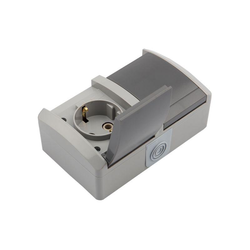 Блок ОП 2 розетки горизонт. INDUSTRIAL с заземл. IP54 сер. Kranz KR-78-0613