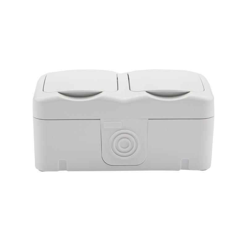 Блок ОП 2 розетки горизонт. Mini OG с заземл. керамика IP54 бел. Kranz KR-78-0607