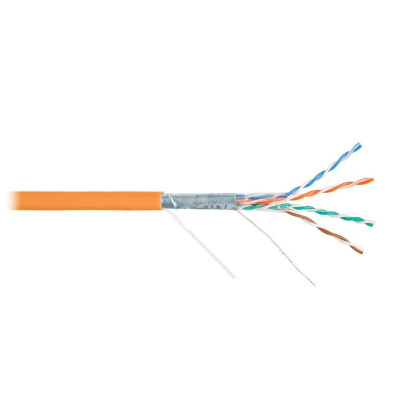 Кабель витая пара F/UTP кат.5E 4х2х24AWG solid LSZH оранж. (уп.305м) NIKOLAN NKL 2200C-OR