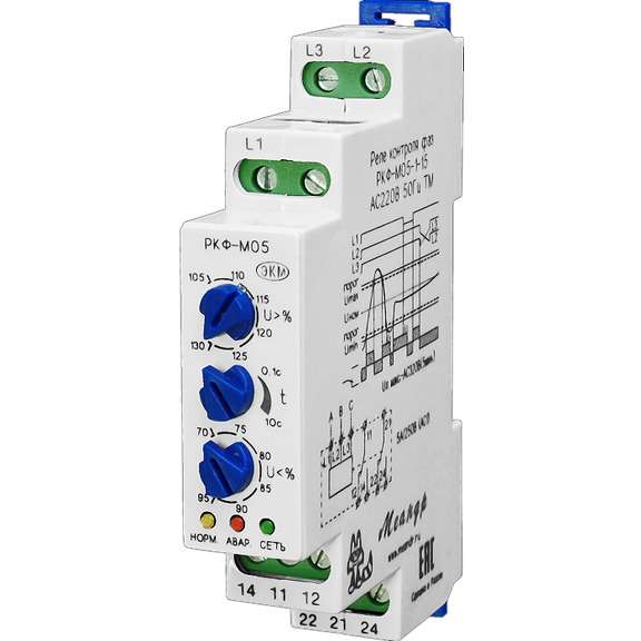 Реле контроля фаз РКФ-М05-1-15 УХЛ4 400В AC Меандр A8302-16934683