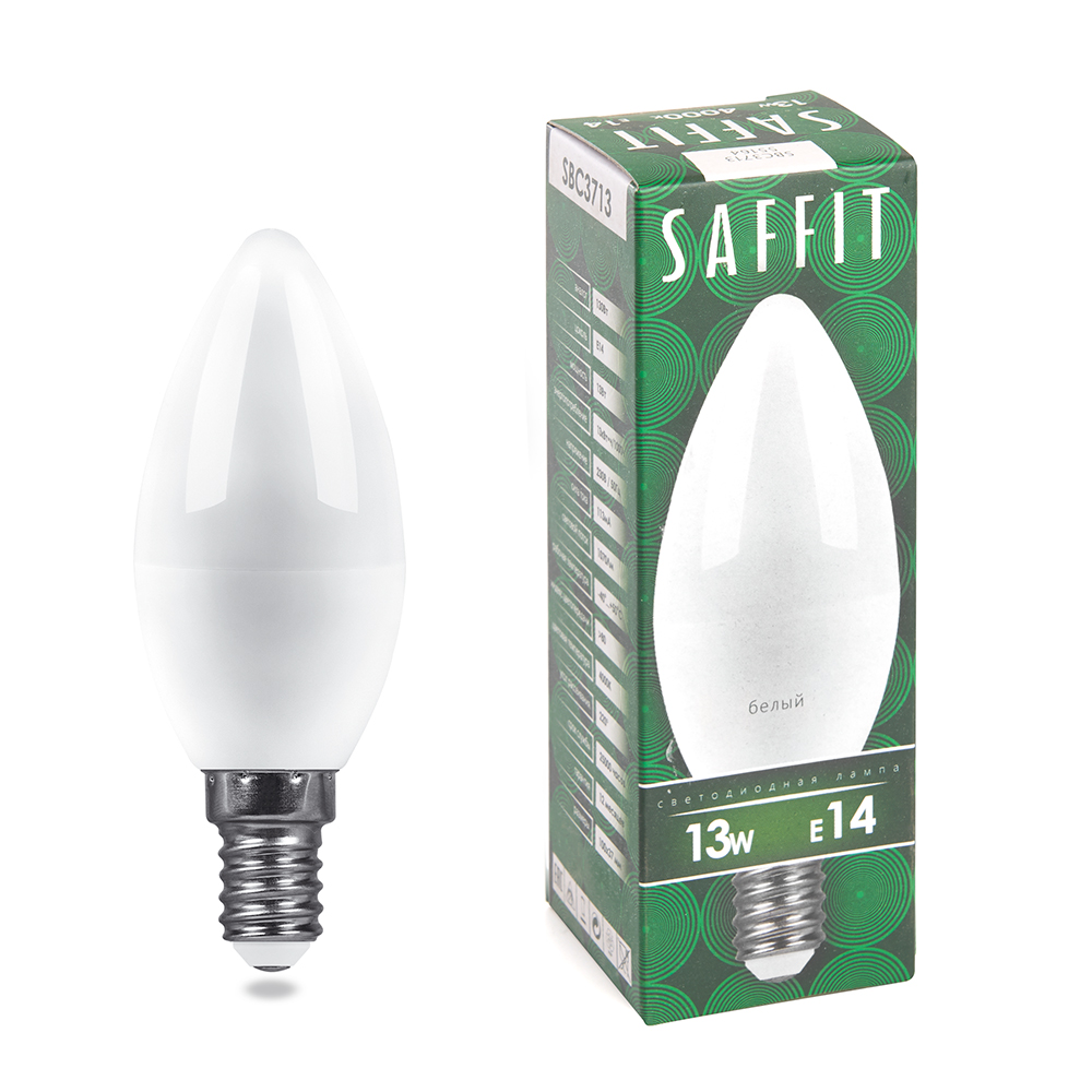 Лампа светодиодная SAFFIT SBC3713 Свеча E14 13W 4000K