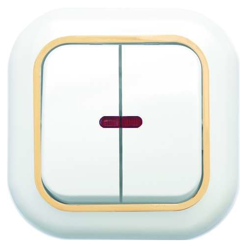 Выключатель 2-кл. СП Валентина 10А IP20 С56-175 с индикацией бел./зол. Кунцево 7650 Выключатель 2-кл. СП Валентина 10А IP20 С56-175 с индикацией бел./зол. Кунцево 7650