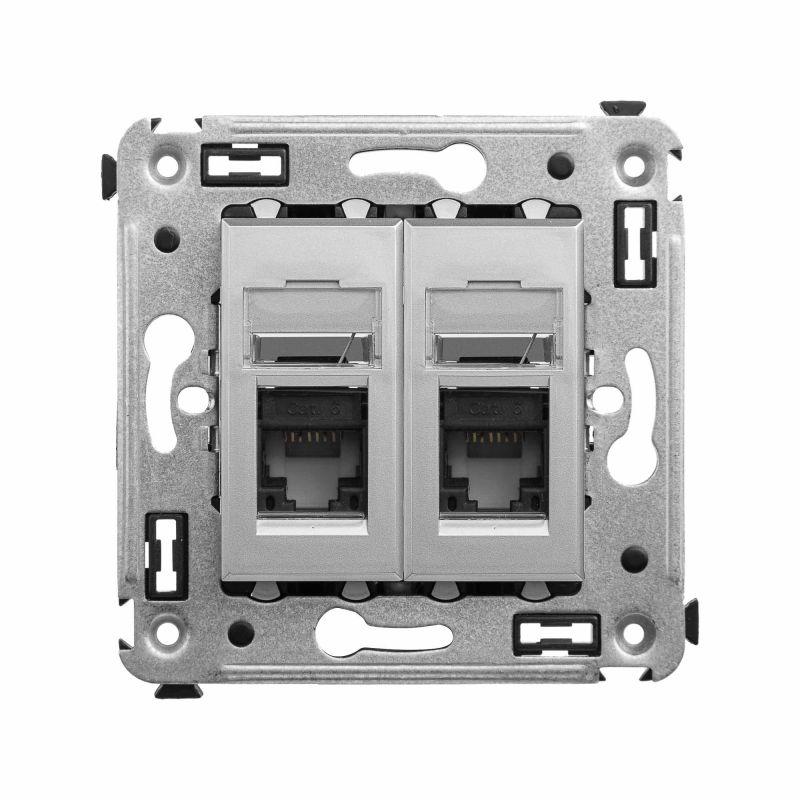 Компьютерная розетка RJ-45 в стену, кат.6 двойная,