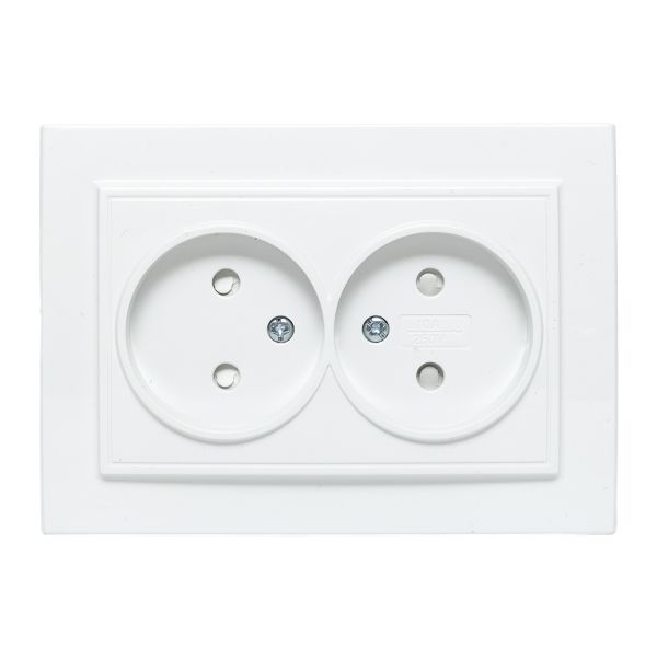 Розетка 2-м СП Минск 10А IP20 без заземл. защ. шторки бел. Basic EKF ERR10-102-100