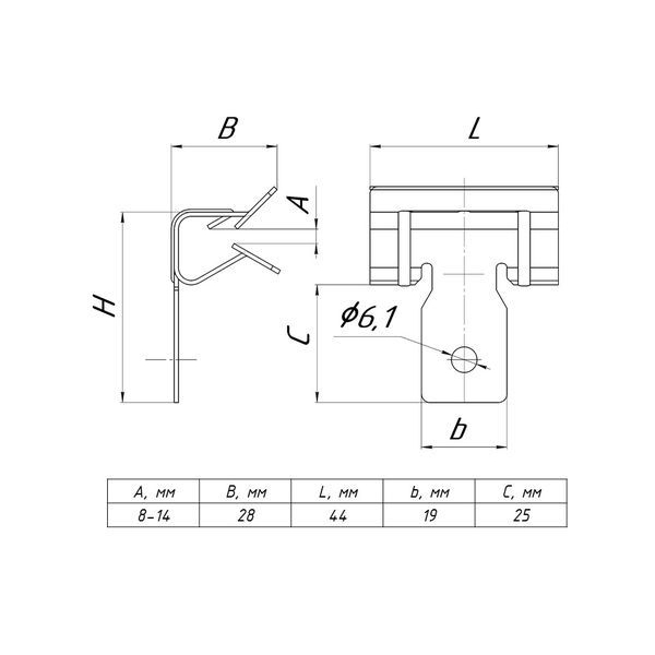 Зажим балочный 8-14мм PROxima EKF ZB8-14