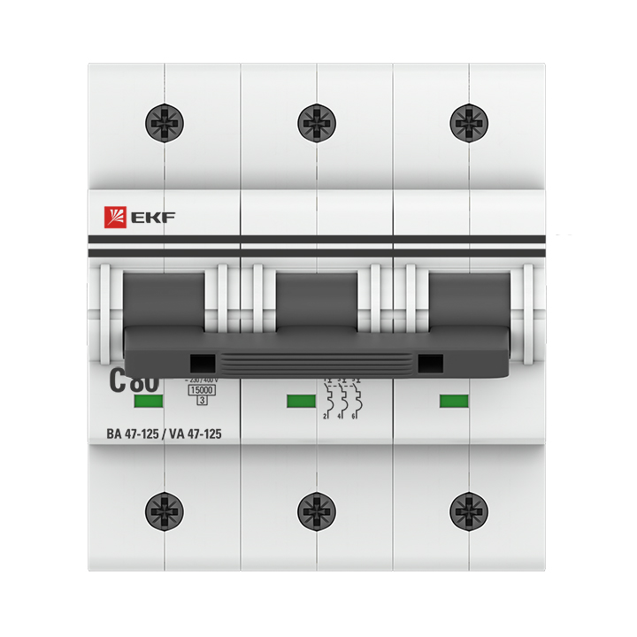 Выключатель автоматический трехполюсный 80А С ВА 47-125 15кА (mcb47125-3-80C)