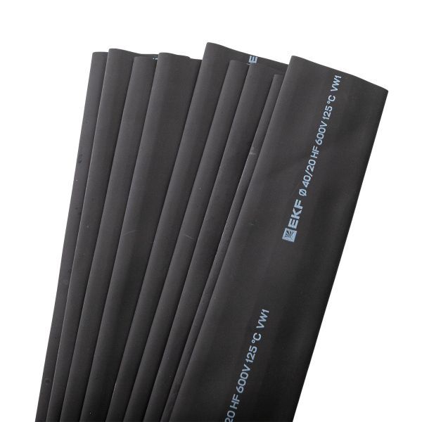Трубка термоусадочная ТУТ нг 40/20 черн. 1м (уп.25м) PROxima EKF tut-40-b-1m