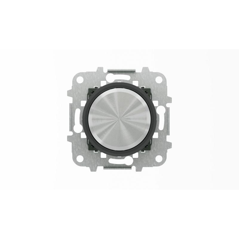 Механизм электронного универсального поворотного светорегулятора 60 - 500 Вт, серия SKY Moon, кольцо чёрное стекло