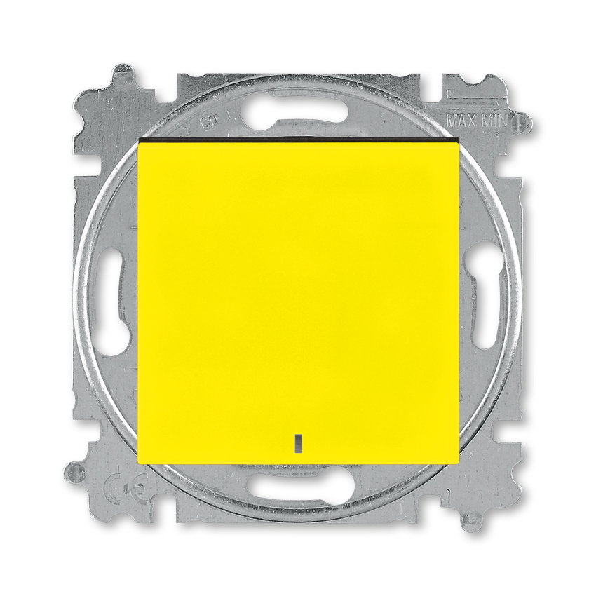 Переключатель одноклавишный с подсветкой ABB Levit ориентационная жёлтый / дымчатый чёрный