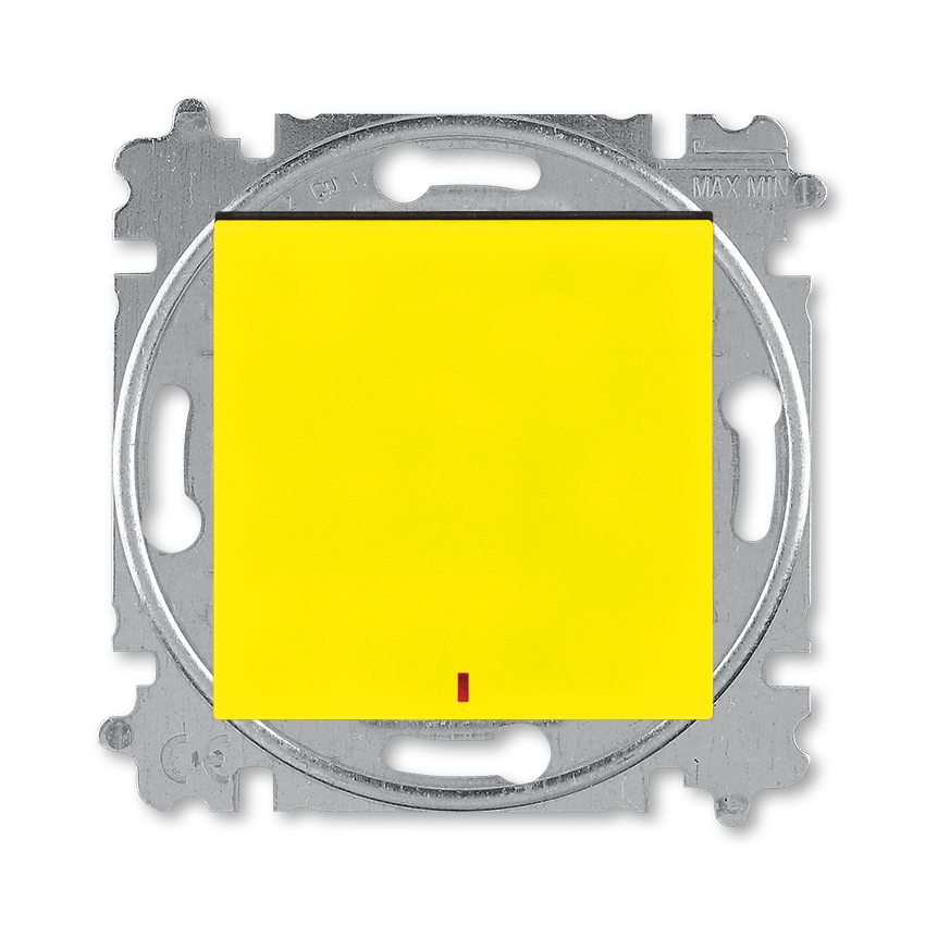 Переключатель одноклавишный с подсветкой ABB Levit контрольная жёлтый / дымчатый чёрный