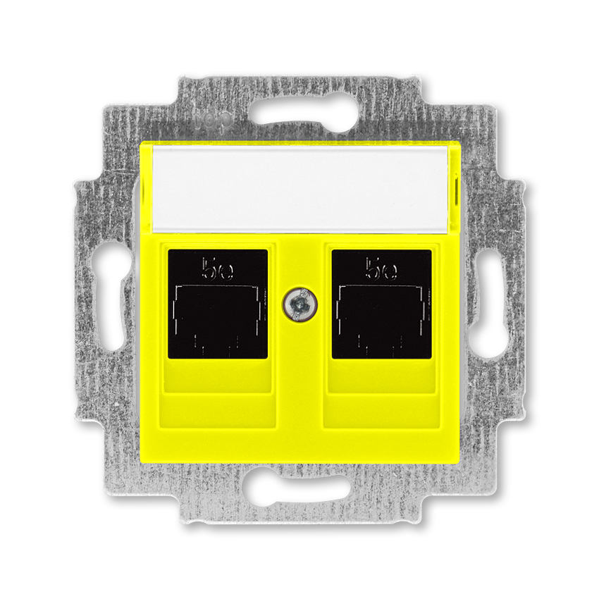 Розетка информационная ABB Levit двойная 2хRJ45 категория 5e жёлтый