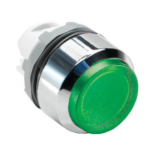 Кнопка MP3-21G зеленая выступающая (только корпус) с подсветкой без фиксации