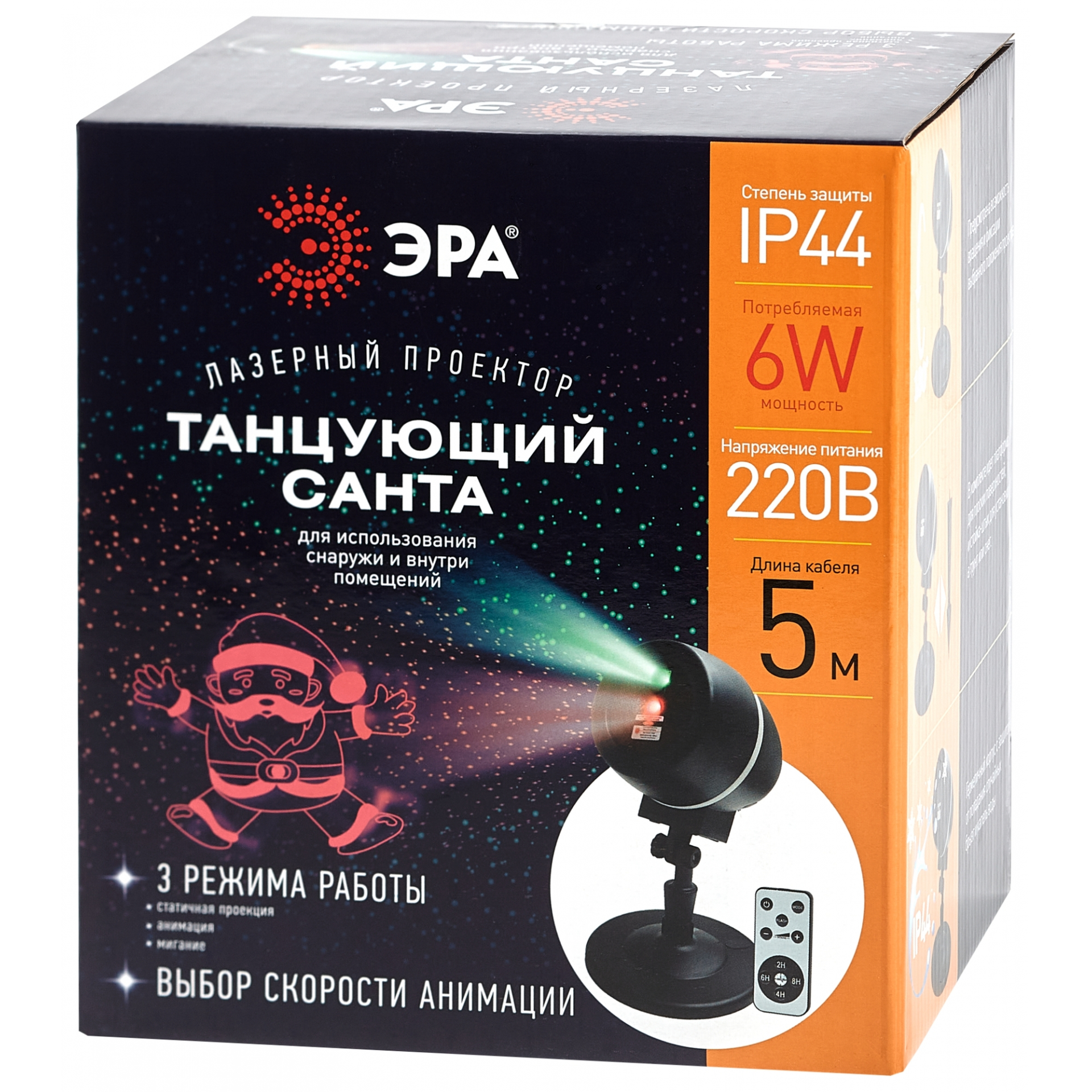 Проектор Laser Танцующий Санта, IP44, 220В ENIOP-06 ЭРА (Б0047977)