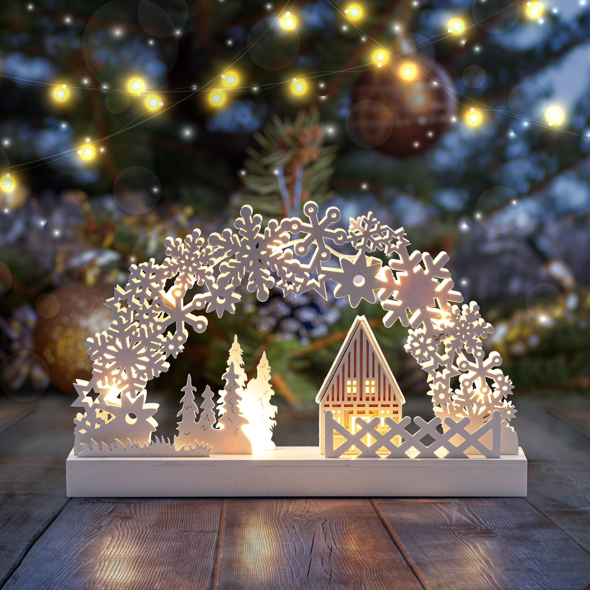 Светильник декоративный новогодний Сказка, с подсветкой, 32*20 см, 2АА, IP20 (Б0051928)
