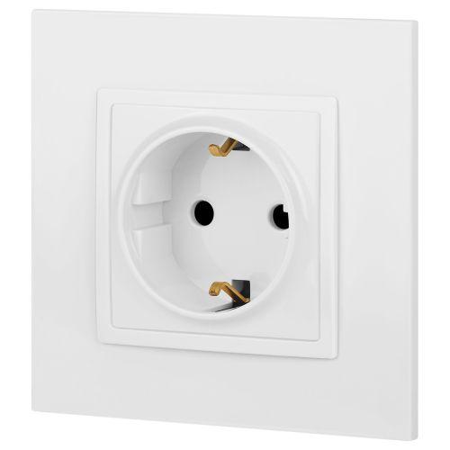 Розетка 1-м СП Эра Elegance 14-2102-01 16А IP20 16AX 250В 2P+E Schuko защ. шторки бел. Эра Б0034272