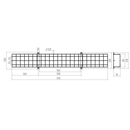 Решетка защитная для светильников ДПО, SPO SPO-BAR-1300-200 ЭРА