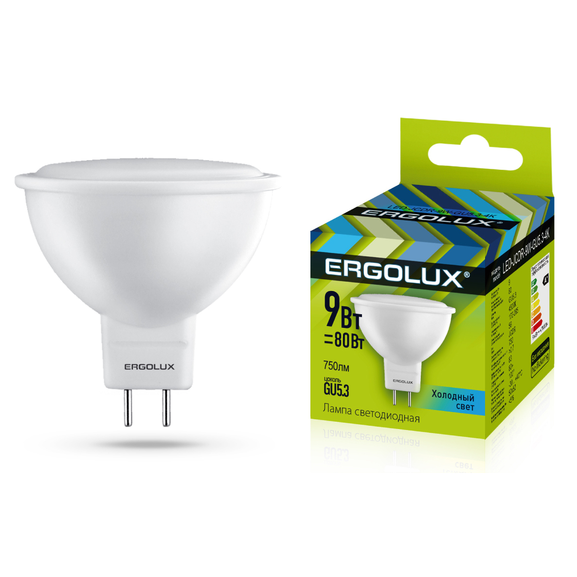 Ergolux LED-JCDR-9W-GU5.3-4K (Эл.лампа светодиодная JCDR 9Вт GU5.3 4500K 180-240В)