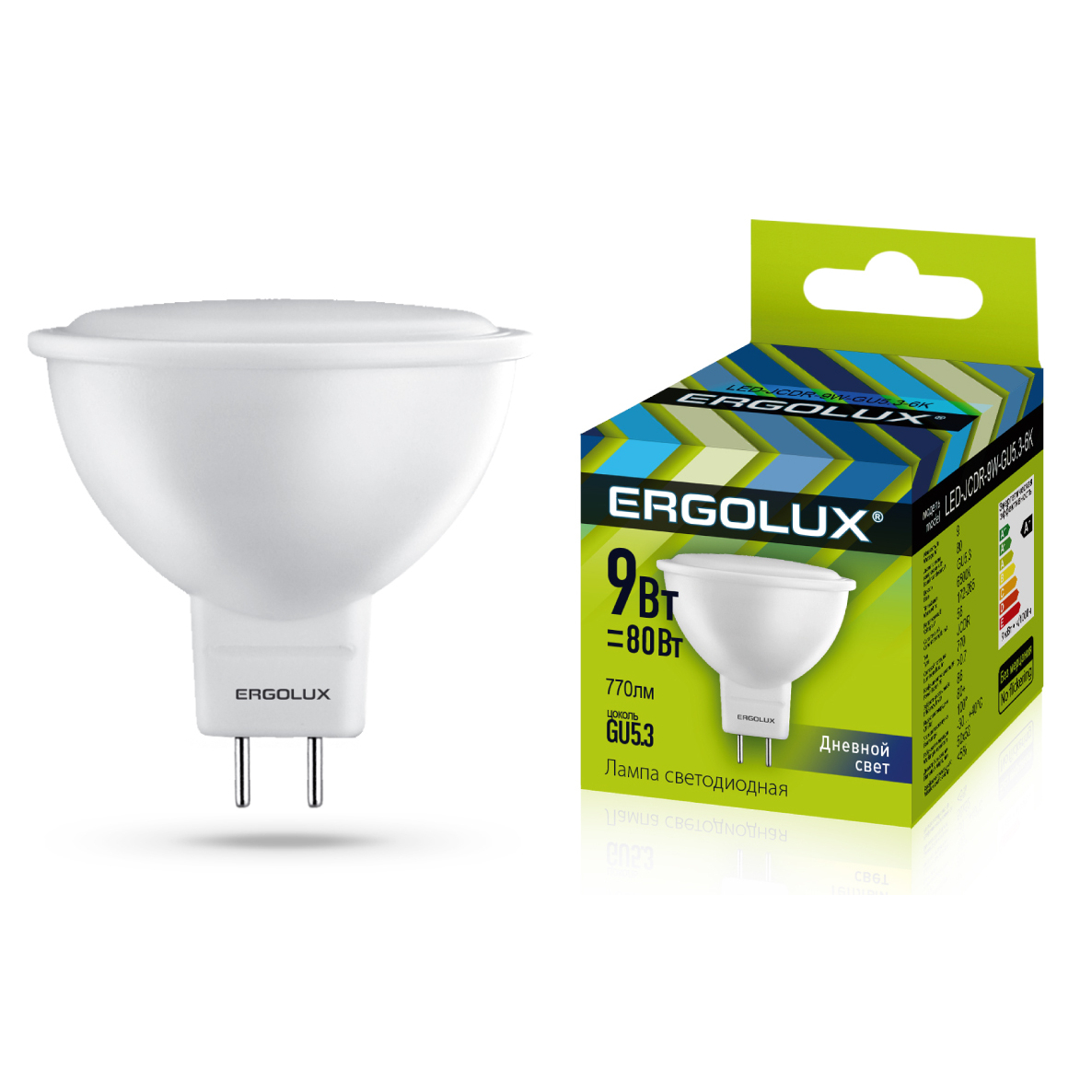 Ergolux LED-JCDR-9W-GU5.3-6K (Эл.лампа светодиодная JCDR 9Вт GU5.3 6500K 180-240В)