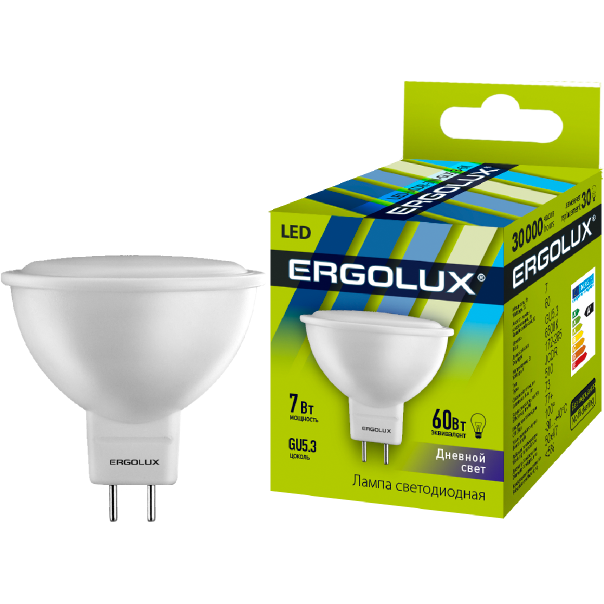 Ergolux LED-JCDR-7W-GU5.3-6K (Эл.лампа светодиодная JCDR 7Вт GU5.3 6500K 180-240В)