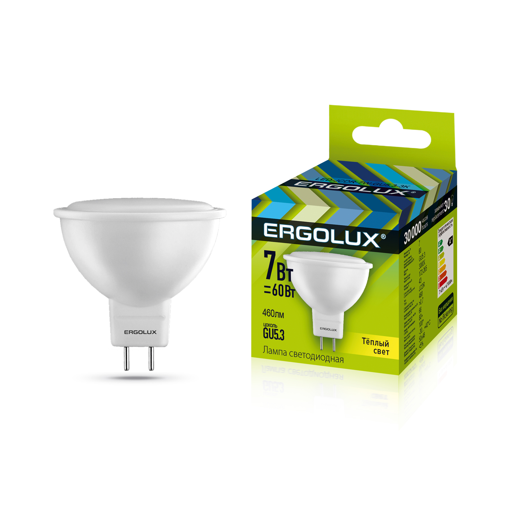 Ergolux LED-JCDR-7W-GU5.3-3K (Эл.лампа светодиодная JCDR 7Вт GU5.3 3000K 180-240В)