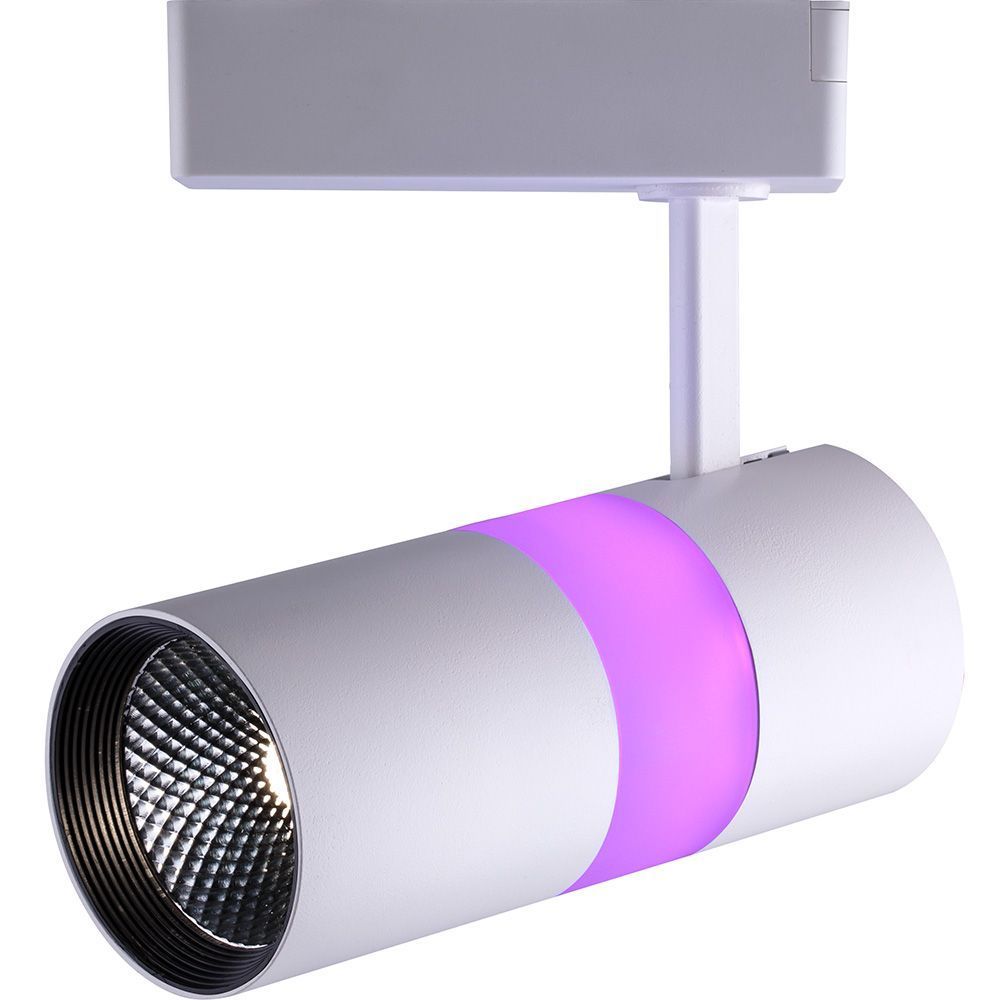 Светодиодный светильник Feron AL108 трековый однофазный на шинопровод 12+5W, 35 градусов, 4000К и подсветка  розовая