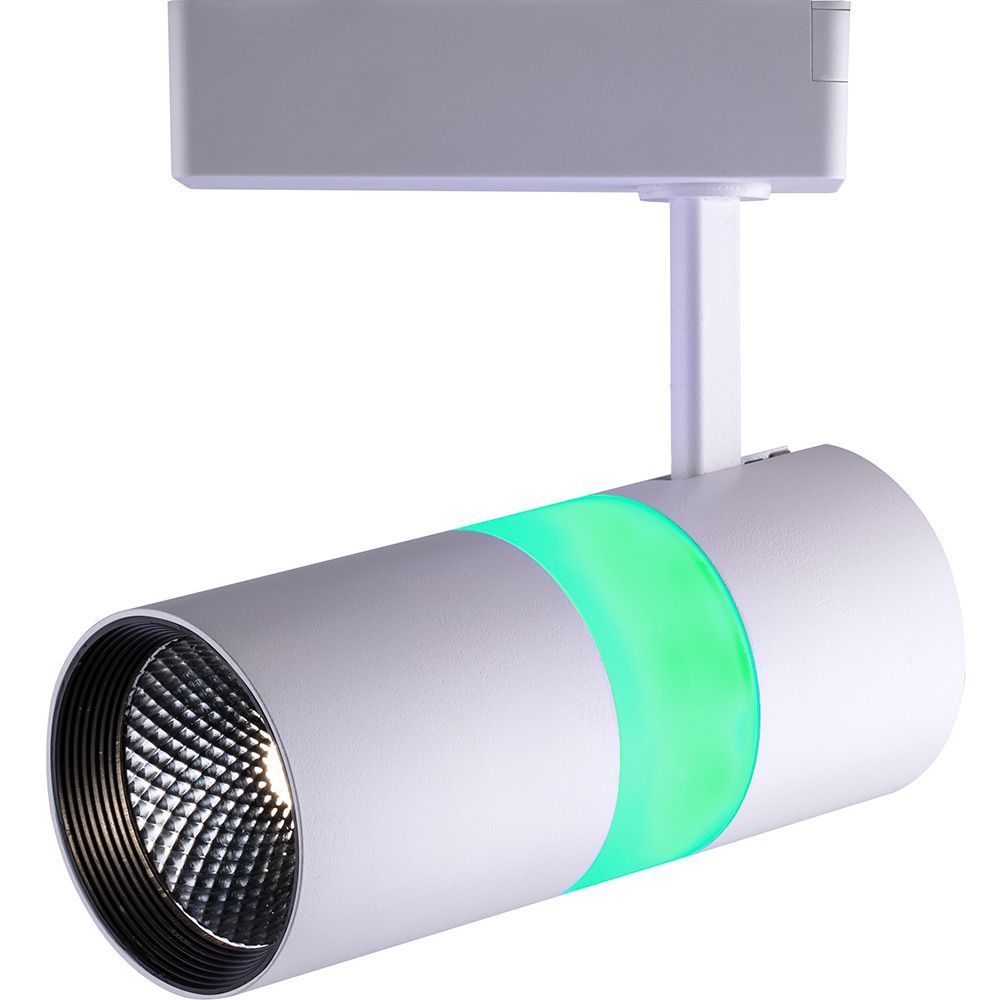 Светодиодный светильник Feron AL108 трековый однофазный на шинопровод 12+5W, 35 градусов, 4000К и подсветка зеленая