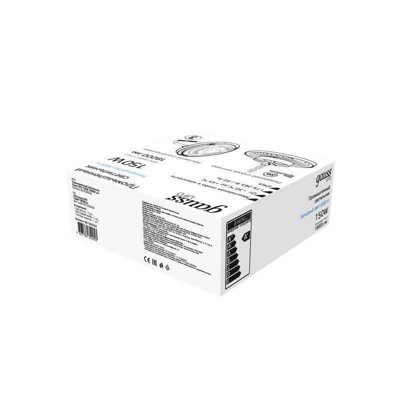 Светильник светодиодный UNIVERSAL UFO D260х88 150Вт 5000К 18000лм IP65 175-265В промышленный 1/4 Gauss 821536350