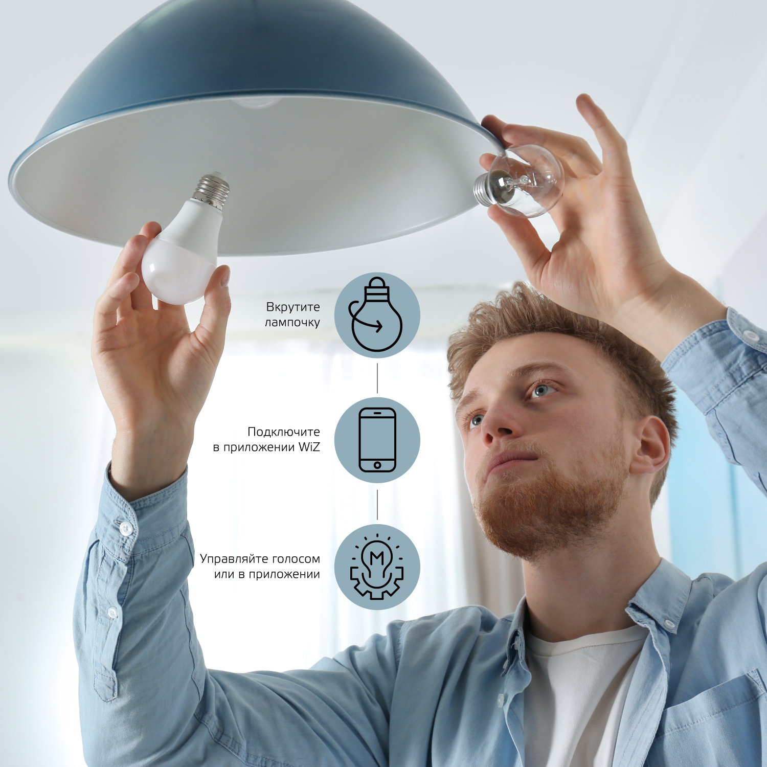 Лампа светодиодная умная LED 8.5 Вт 806 Лм 2700-6500К E27 A60 RGBW +изм.цвет.темп.+диммирование управление по Wi-Fi Smart Home Gauss (1170112)