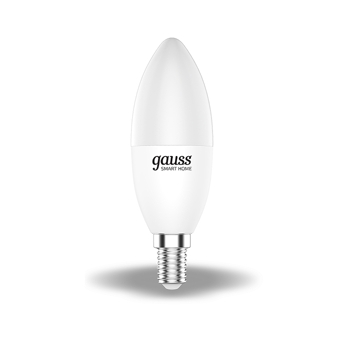 Лампа светодиодная умная LED 5 Вт 470 Лм 2700-6500К Е14 свеча RGBW +изм.цвет.темп.+диммирование управление по Wi-Fi Smart Home Gauss (1190112)