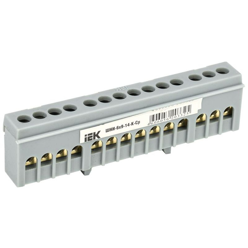 Шина L фаза в корпусном изоляторе на DIN-рейку ШНИ-6х9-14-К-Ср IEK