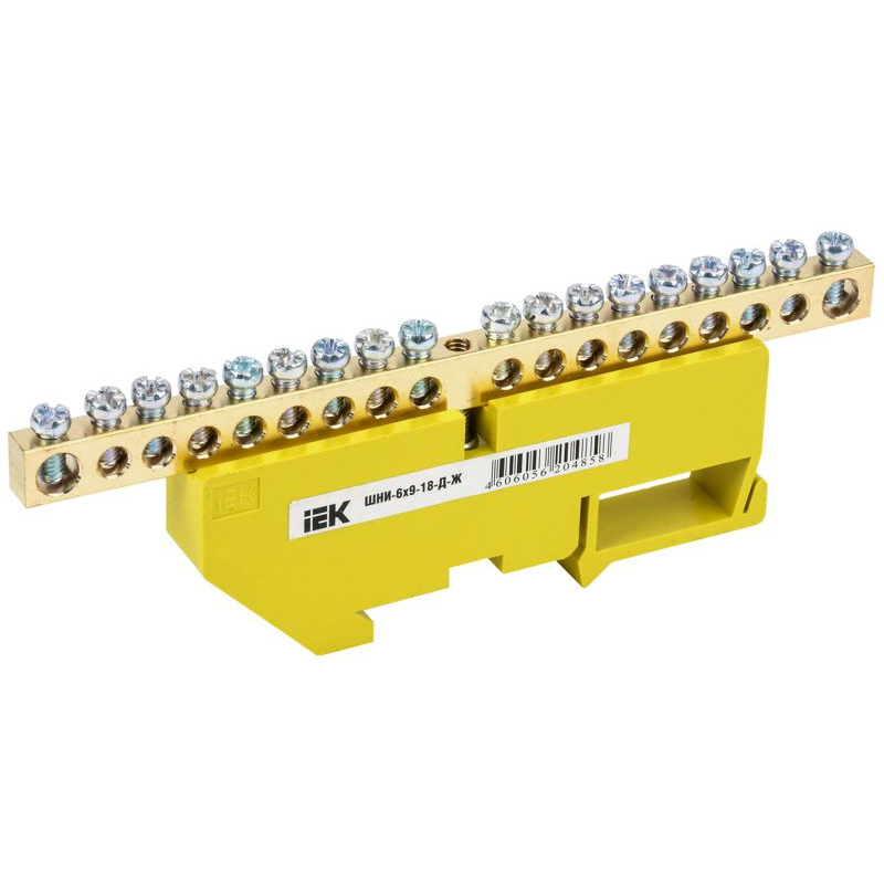 Шина PE земля на DIN-изол ШНИ-6х9-18-Д-Ж IEK