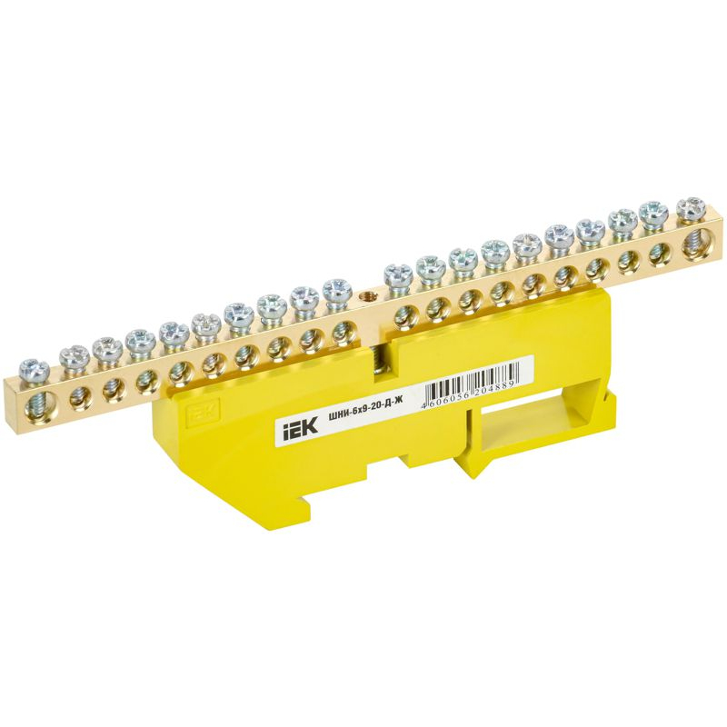Шина PE земля на DIN-изол ШНИ-6х9-20-Д-Ж IEK
