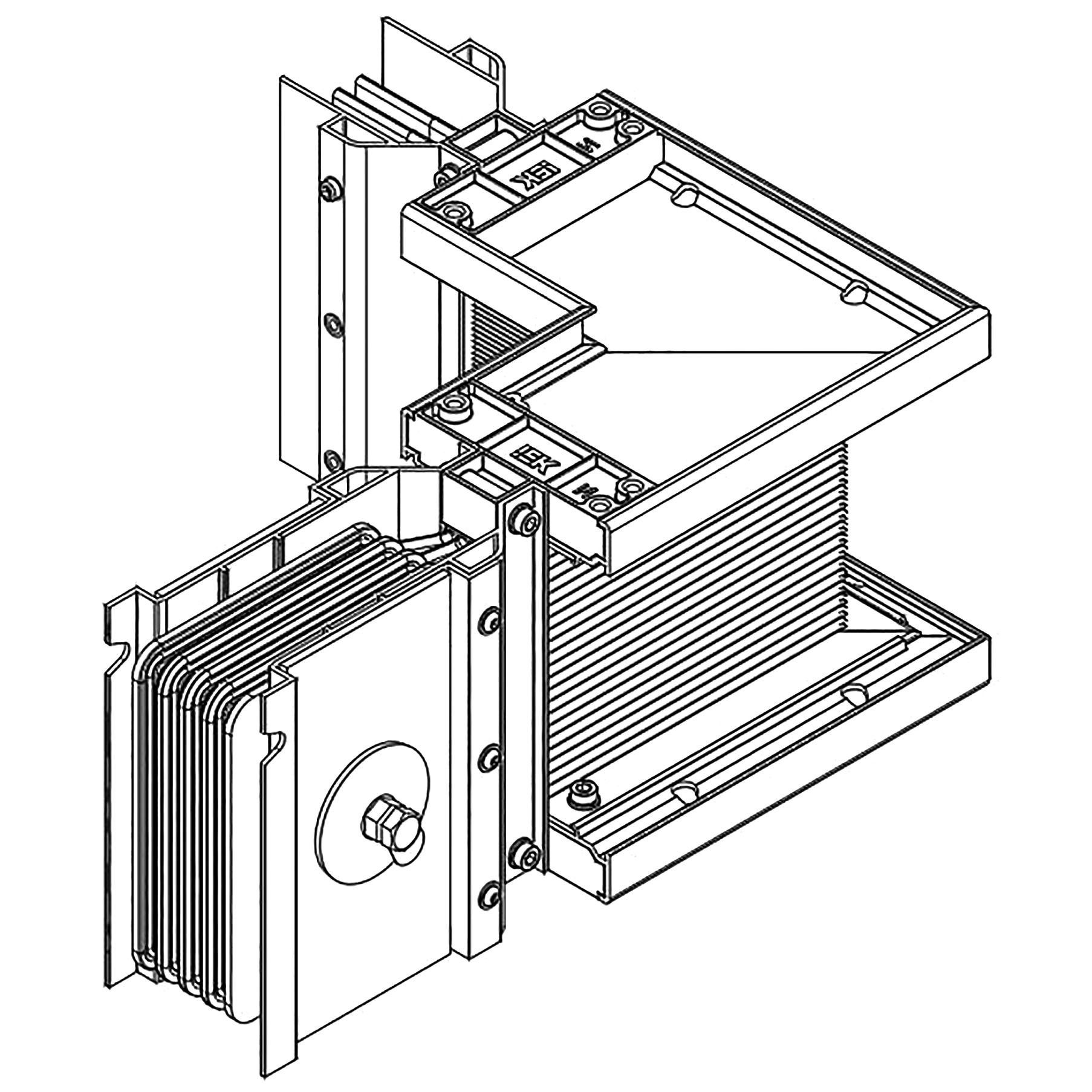 LINEBAR Секция угловая левая 1000А Al 3L+N+1/2PE IP55 транспортировочная 2 плеча на заказ IEK